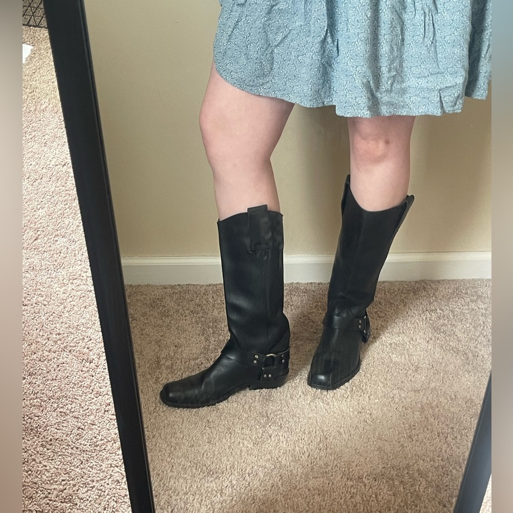 Black Leather Moto Boots